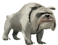 a drawing of a bulldog with a very angry look on his face