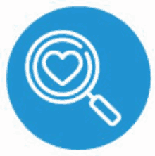 an icon of a magnifying glass with a heart inside of it .