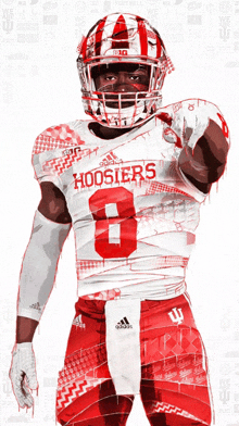 a drawing of a football player wearing a hoosier jersey