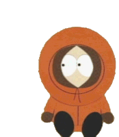 a cartoon character with an orange hood and black legs