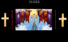 a picture of a christmas tree with the word hark above it