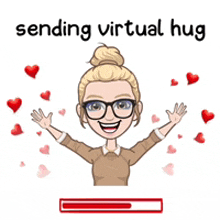 a cartoon of a woman sending a virtual hug .