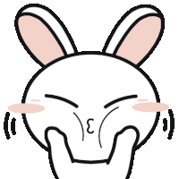 a drawing of a rabbit covering its face with its paws