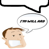 a cartoon of a man with a speech bubble saying i 'm will ard