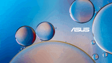 an asus logo is displayed on a blue background