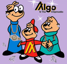 a cartoon of alvin and the chipmunks wearing diamonds and chains