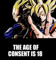 a picture of a cartoon character with the words `` the age of consent is 18 '' written on it .