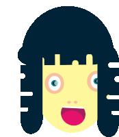 a cartoon drawing of a girl with a surprised expression on her face