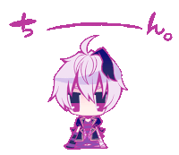 a drawing of a girl with purple hair and the word wo on the bottom of it