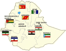 a map of ethiopia showing the flags of the different countries