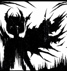 a black and white drawing of a person with wings and a tear coming out of their mouth