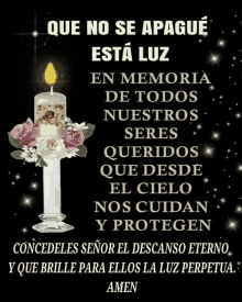 a poster with a candle and flowers on it