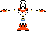 a pixel art drawing of papyrus from undertale with his arms outstretched and boots .