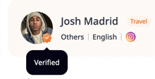 a picture of a man with the name josh madrid on the top