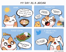 a cartoon titled my day as a jiraar