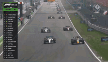 a race is being shown on a tv screen and the green flag is visible