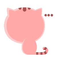 a pink cat with three brown dots on its face