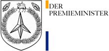 a logo for der premieminister has a shield with a star in the center