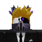 a cartoon character in a suit and tie is wearing a purple mask and a crown .