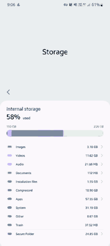 a screenshot of a phone showing the internal storage of the phone