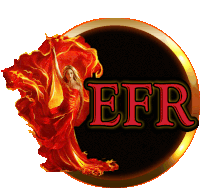 a woman in a red dress is in a circle with the word efr