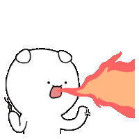 a drawing of a cartoon character with a flame coming out of his mouth