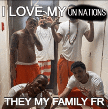 a group of men are posing for a picture with a caption that says i love my un nations they my family fr