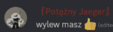 a blurred image of a robot with the words " potezny jaeger wylew masz "