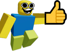 a roblox character is giving a thumbs up and smiling