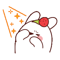 a cartoon of a bunny with a strawberry on its head