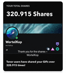 a screenshot of a person 's total shares