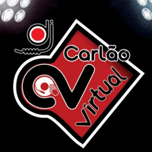 a logo for dj carlão virtual shows a hand on a record