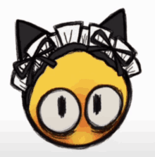 a drawing of a smiley face wearing a maid 's headband