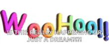 a colorful logo that says woohooly is this really happening or just a dream