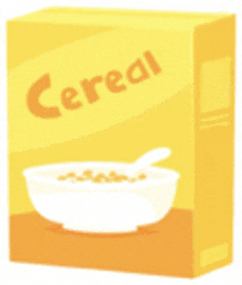 a box of cereal with a bowl of cereal and a spoon in it .