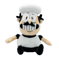 a stuffed cartoon character with a chef hat on