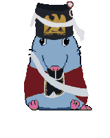 a pixel art drawing of a rat wearing a hat