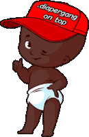 a baby in a diaper is wearing a diapergang on top hat