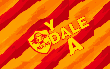 a logo for aucas y dale a is displayed on an orange and red background