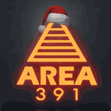 a sign that says area 991 with a santa hat in the background