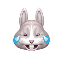 a cartoon rabbit with tears coming out of its eyes and mouth .