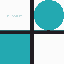 a blue circle is in the middle of a grid with the words 6 issues below it