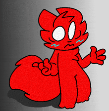 a cartoon drawing of a red cat with a sad look on his face