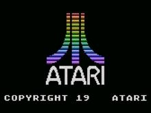 a pixelated atari logo with copyright 19 atari written below it