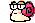 a pixel art drawing of a squirrel with glasses and a red rose .