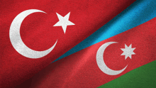 the flags of turkey and azerbaijan are displayed side by side