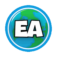 a cartoon globe with the letter ea in the middle