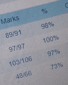 a close up of a computer screen showing a number of marks