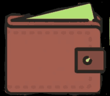 a brown wallet with a green leaf in it