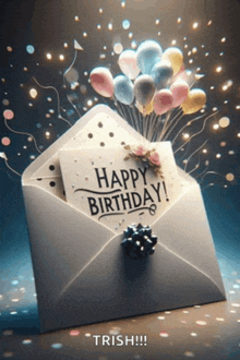 an envelope with a card that says happy birthday on it